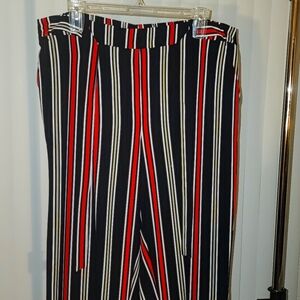 Wide leg striped dress pants